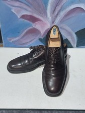 SALVATORE FERRAGAMO Leather Lace Classic Cap Toe Shoes Men 12 D Dark Brown ITALY