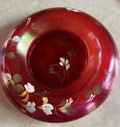 Fenton Ruby Red Bowl W/Hand painted Flowers 2005. 100 Yr anniversary Piece