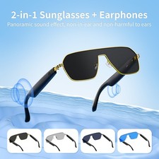 AI Smart Glasses Bluetooth Voice Assistant Translator ENC Noise Cancel Headset