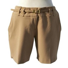 Cache Tan Trouser Removable Belt Pant Lined Metal Stud Short Pockets NWT 88 New