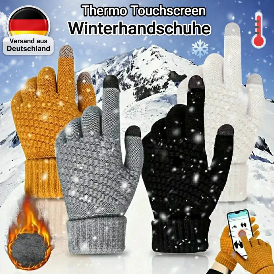 Thermo Strickhandschuhe Winterhandschuhe ❄️ Unisex👫Handschuhe Weich & Warm🌡🔥 - Bild 1 von 4