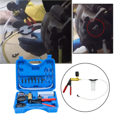 #ad Hand Held Vacuum Pressure Pump Tester Set Brake Fluid Bleeder Bleeding Kits Box $23.59