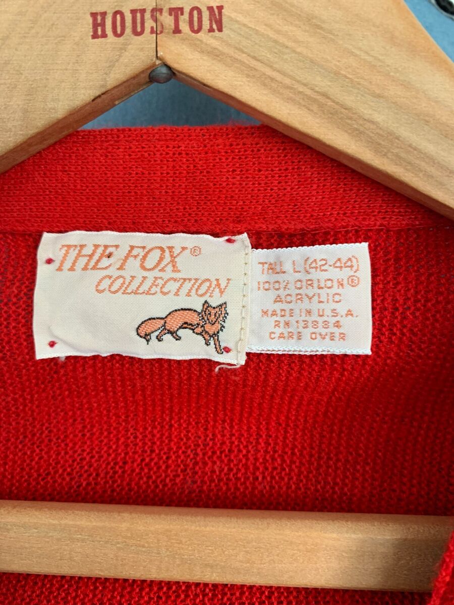 Vintage 70's The Fox Collection Cardigan Sweater Red USA V Vintage 70's The Fox Collection Cardigan Sweater Red USA V