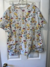 Scrub Top Christmas Looney Tunes TWEETY BIRD Pockets V-Neck XL