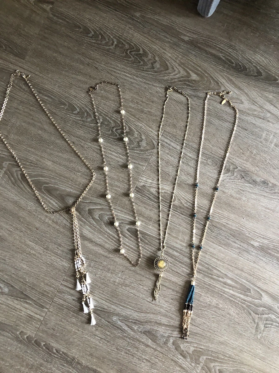 Lot of 4 Long Gold Tone Costume Jewelry Necklaces eBay