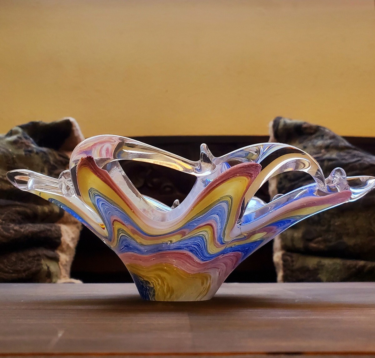 Murano Lavorazione Clear Millefiori Starfish Bowl Blown
