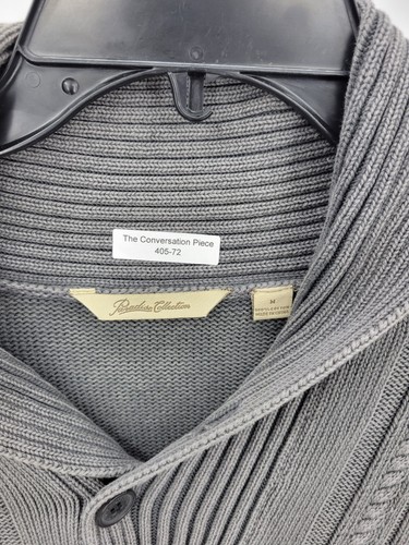 Paradise Collection Sweater Mens Medium Gray Cable Knit Shawl Collar Pullover - Picture 7 of 7