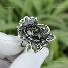 Turritella Agate Gemstone New Statement Ring Jewelry 925 Sterling Silver US 9.25