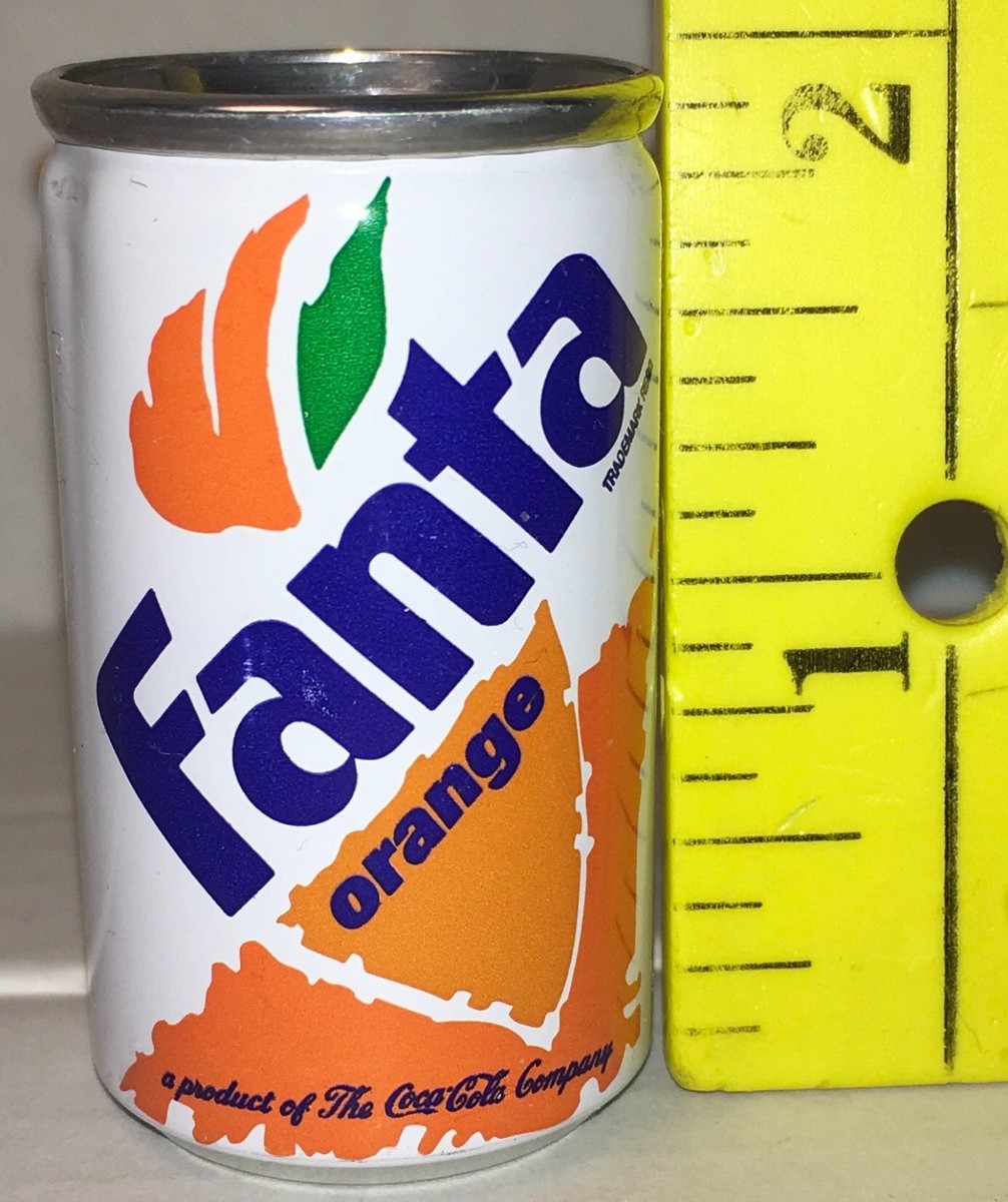 12,昭和レトロ　Coca-Cola Fanta ボトルおままごと　おもちゃ 1997 2” Tall Miniature FANTA Coca Cola Can Filled Tiny Made in