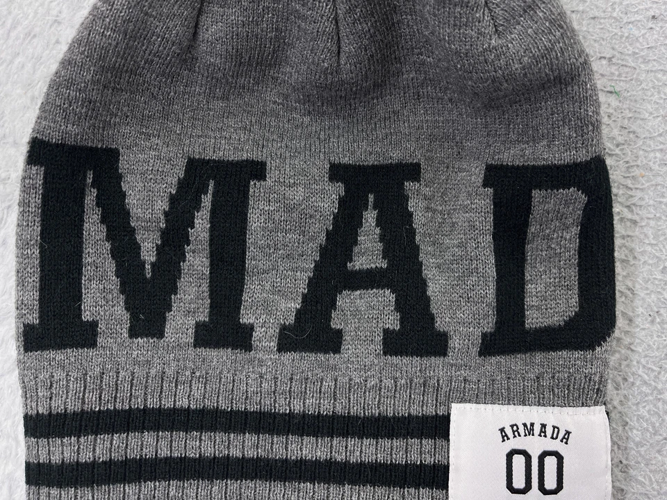 Armada Esquís Gorro Toque Adulto Talla Única Gris Negro Tejido 100% Acrílico Pom Nieve Foto 3 de 4