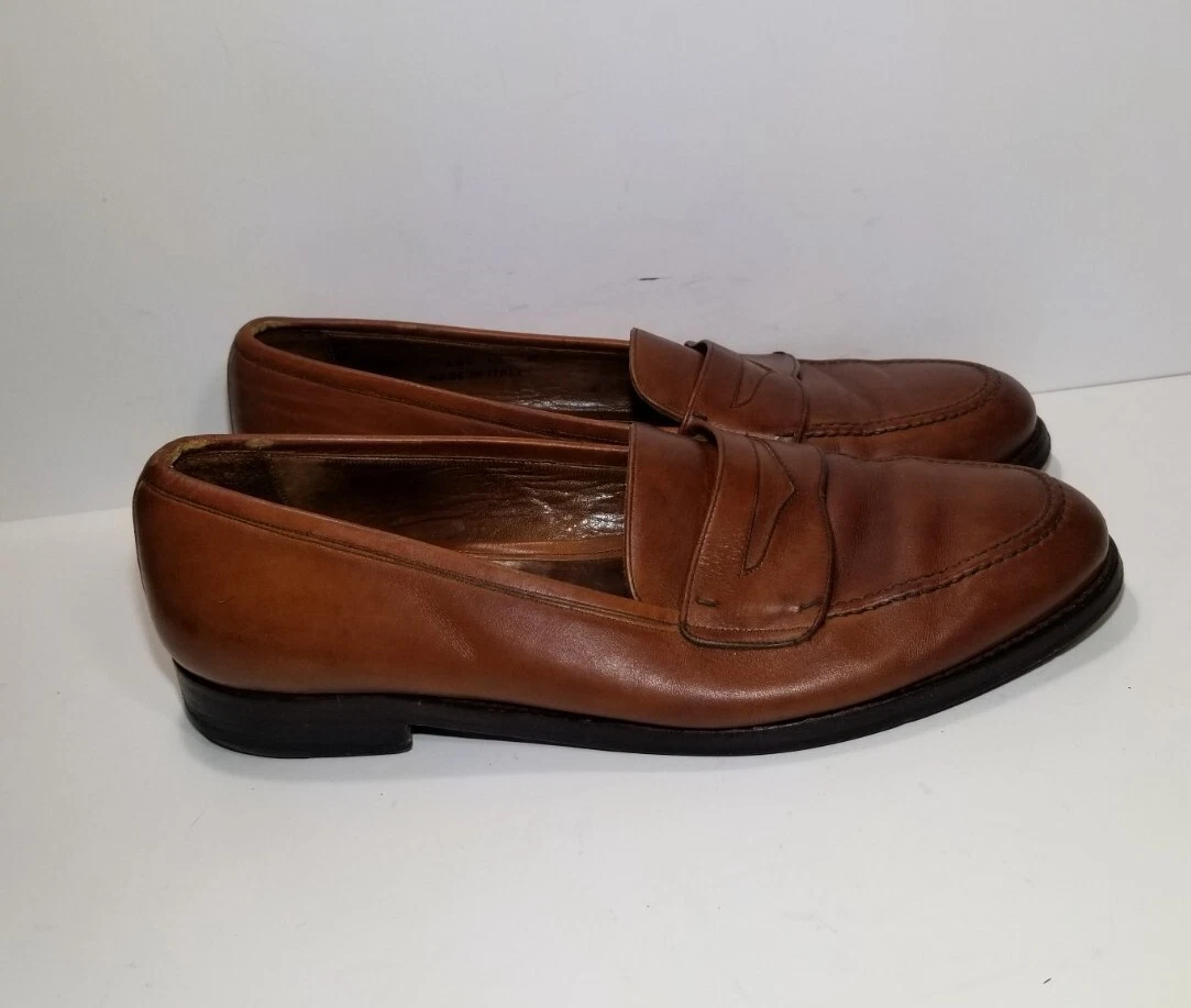 Coach Cognac Brown Leather Penny Loafers Made in Italy Men s 10
