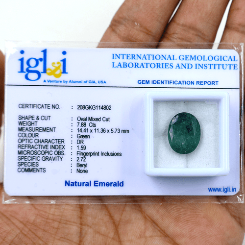 Smeraldo Zambia Naturale Certificato 7,89 Cts Non Trattato Ovale Taglio Sfaccettato Gemma - Foto 4 di 12