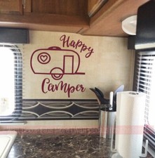 Happy Camper Vintage Icon Graphic Wall Decals Sticker Vinyl Lettering Decor RV