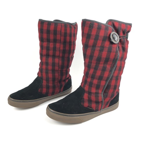black plaid boots