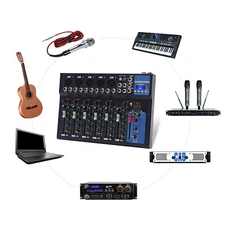 Portable 7-Channel Bluetooth Audio Mixer USB DJ Sound Mixing Console Board