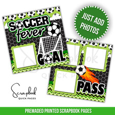 Soccer Fever Scrapbook Pages Sports 2 PRINTED Premade Scrapbook Quick Pages 77