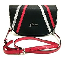 GUESS ALTON BLACK,GRAY,RED PYTHON LEATHERETTE CROSSBODY,HAND BAG,SILVER CHAIN