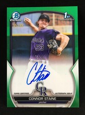 Connor Staine 2023 Bowman Chrome 1st Green Refractor /99 Auto #CPA-CSE Rockies