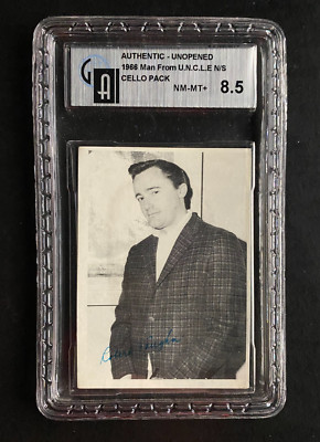 1965 Topps MAN FROM UNCLE Unopened CELLO Pack - GAI 8.5 - Robert Vaughn on Top!