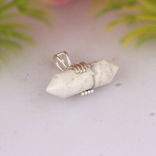 Pencil Shape Howlite 925 Sterling Silver Healing Gemstone Pendant Jewelry