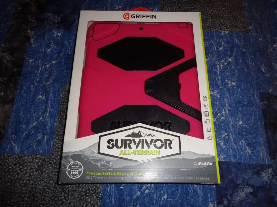 Heavy Duty Griffin Survivor All-Terrain Case with Stand for iPad Air Pink/Black - Image 2 of 4