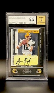 2005 PLAYOFF CONTENDERS AARON RODGERS ROOKIE RC AUTO #101 BGS 8.5 /530