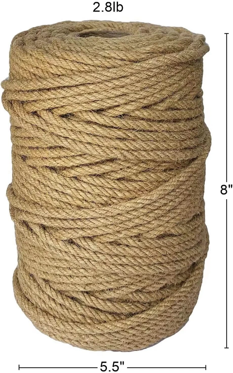 328 Feet Jute Rope, 6Mm 4-Ply Natural Thick Jute Twine String for  Floristry