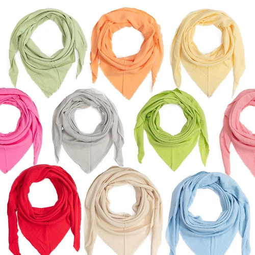 Muslin Triangle Scarf Cotton Ladies Scarf Wrap Plain Spring Autumn Shawl