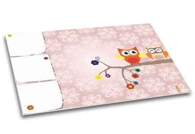 Papier Schreibtischunterlage Eulenpaar, 40 Blatt, DIN A2 I rosa, Tiere, Kinder