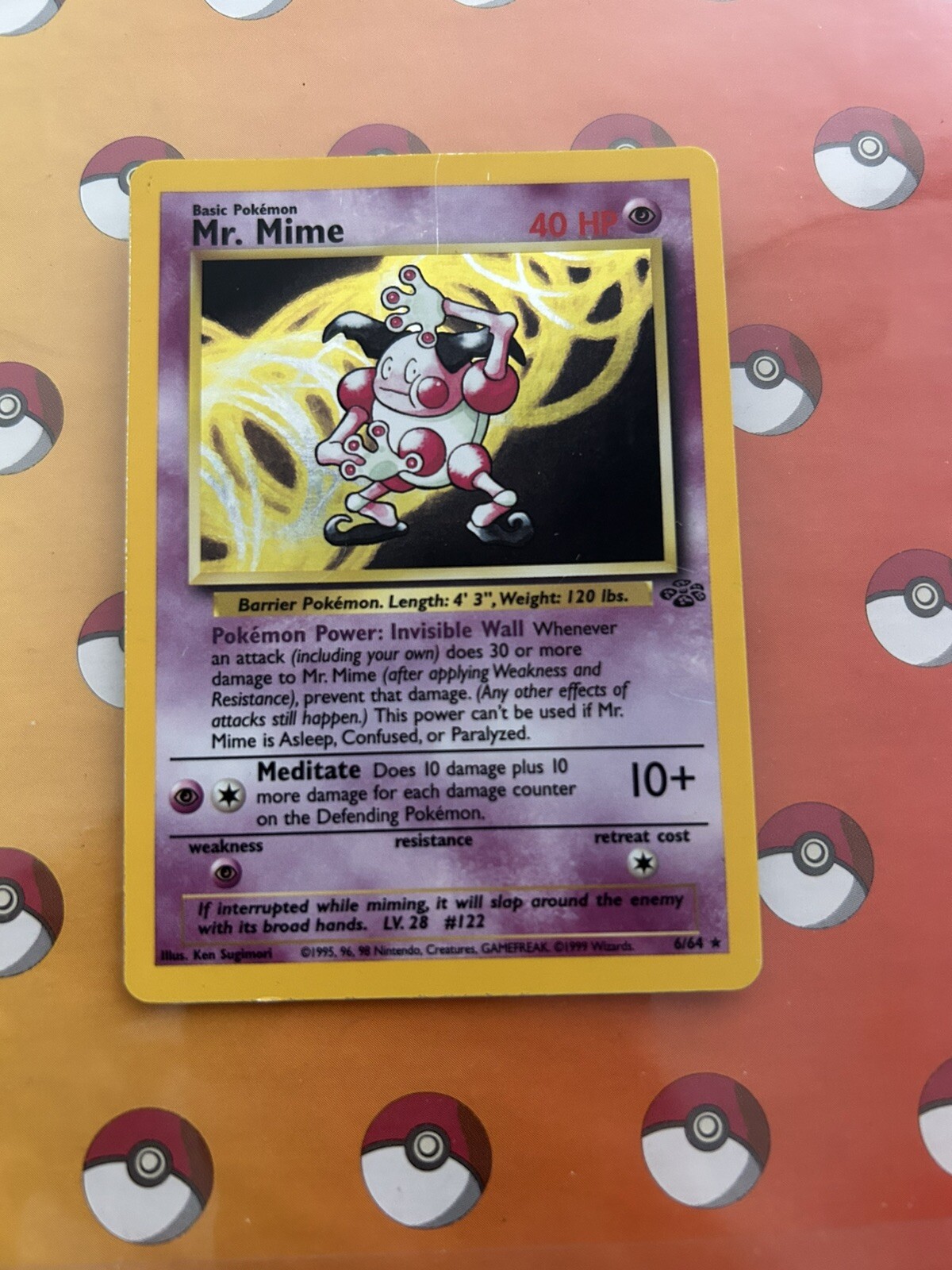 Pokemon Card - Mr. Mime Jungle 6/64 Holo Rare - LP