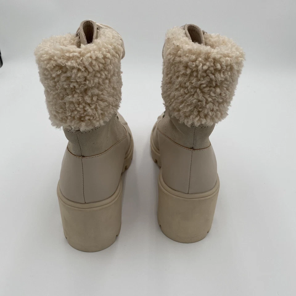 Splendid Mikayla Suede Sherpa Chunky Lug Lace Up Leather Combat Boots 9 NWOT — 第 4/4 张图片
