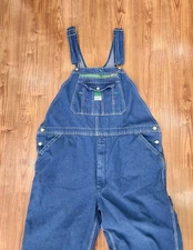 Vintage Liberty Denim Carpenter Bib Overalls Men's 44x30 Jeans Zip Fly