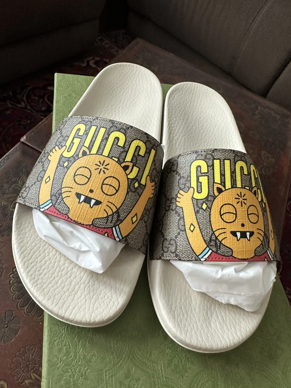 Sandales pour chat drôles Gucci x Pablo Delcie pour hommes GG Supreme Gucci taille 11G