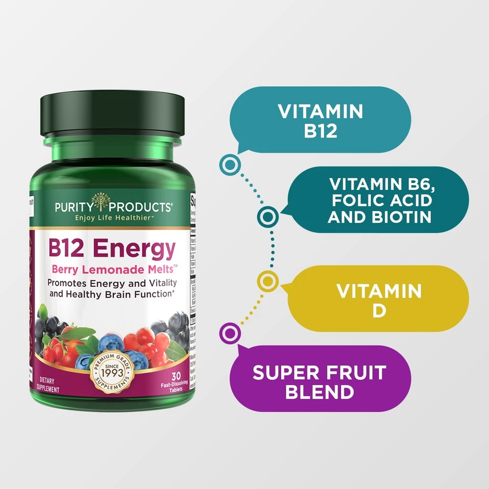 B-12 Energy Berry Limonada Derretida com Frutas - Produtos de Pureza - Metilcobalamina B12 - Imagem 4 de 4