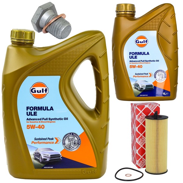 MotoröL Filter Set Gulf Formula ULE 5W-40 6 Liter + Schraube FüR BMW 3Er X3 1Er-image