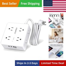 Surge Protector Power Strip - 6 Ft Flat Plug Extension Cord with 8 Widely Out...