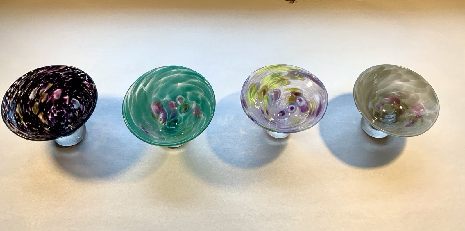 Hand blown Drunken Martini Stemless Glasses Artisan Created