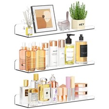 Extra Clear Glass Floating Shelves 3 Pack for Bedroom Living Room Decor