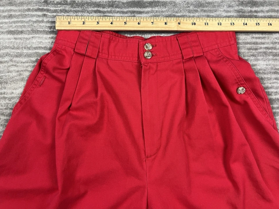 Pantalones Cortos De Colección Cabin Creek Para Mujer 12 Rojo Cintura Elástica Plisada Mezcla de Algodón Foto 4 de 4