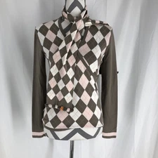 Etcetera Women's Mock Wrap Sweater And Scarf Set, Argyle Medium