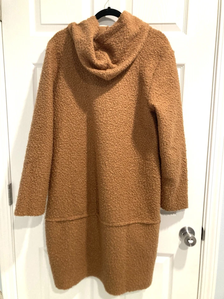 Abrigo Suéter con Capucha Hilo Índigo para Mujer Color Camel Hecho en Italia XS Foto 2 de 4
