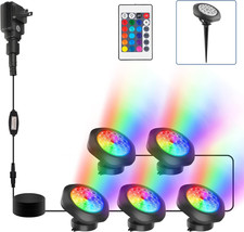 RGBW Pond Lights,18 LED Super Bright Underwater Submersible Fountain Lights, 98F