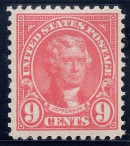 SC#561, 1922--9c Thomas Jefferson, M/NH