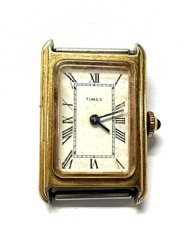 Vintage TIMEX Watch Gold Tank Style Manual Wind For Part Or Repair