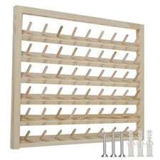 Wooden Thread Holder 54 Spool Rack Wall Mounted Sewing Organizer Screws