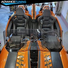 Reclinable Pair Racing Seat Dual Slider Pu Carbon Leather Orange Stitch