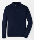 NEW MENS PETER MILLAR GOLF L/S DORSET SWEATER POLO, MEDIUM, NAVY BLUE