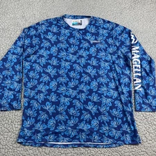 Magellan Fish Gear Rash Guard Performance Shirt Womens XXL Boyfriend Fit Floral