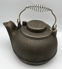 Vintage Wagner Ware Cast Iron Tea Pot Kettle Swivel Lid Wire Handle Sidney USA