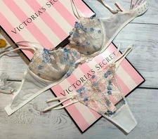 Victoria’s Secret Wicked Wildflower Embroidery Unlined Balconette Bra Thong Set